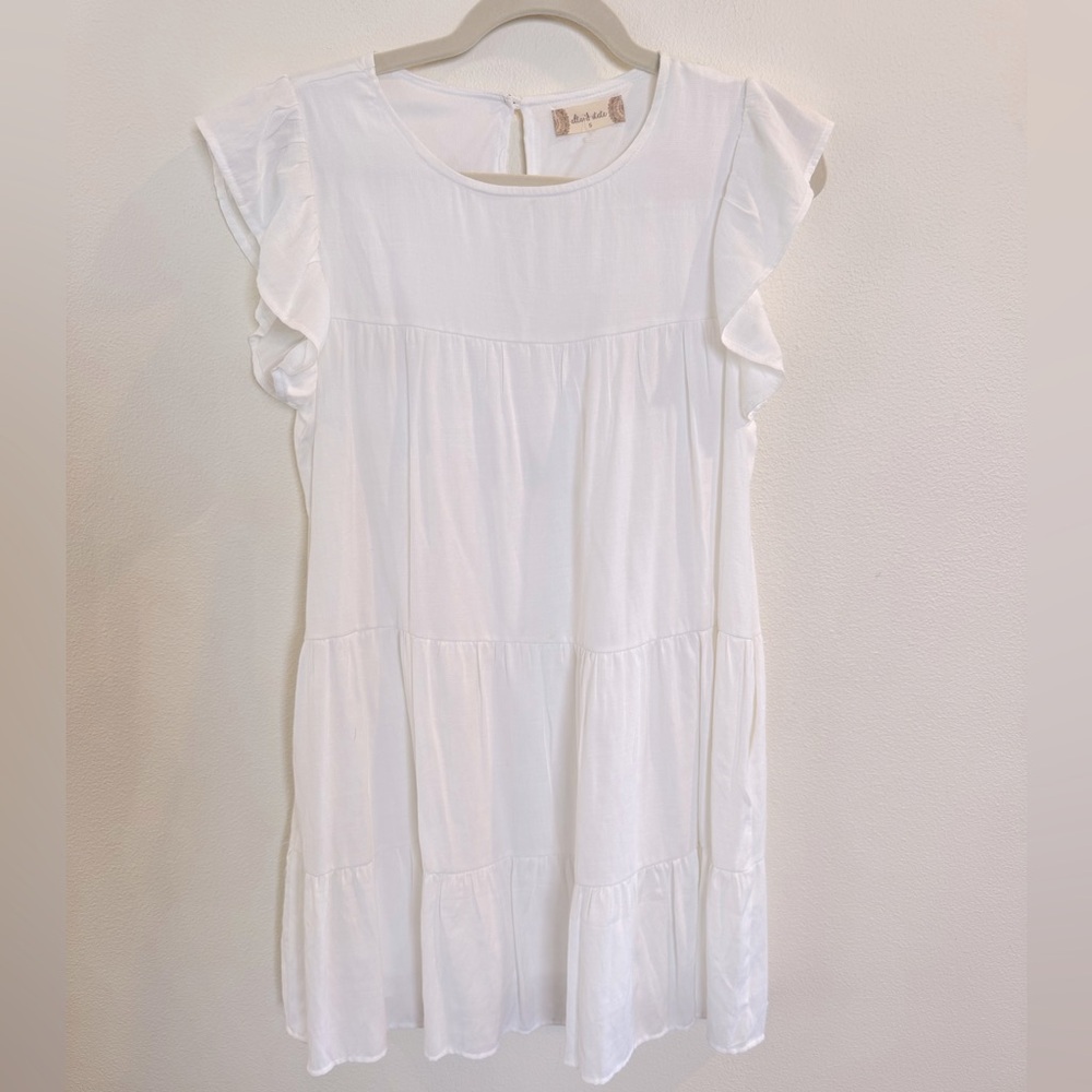 Altar’d State Women’s Tiered Ruffle Mini Dress White Size S
